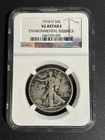 1918 D Walking Liberty Silver Half Dollar -NGC - VG Details Environmental Damage