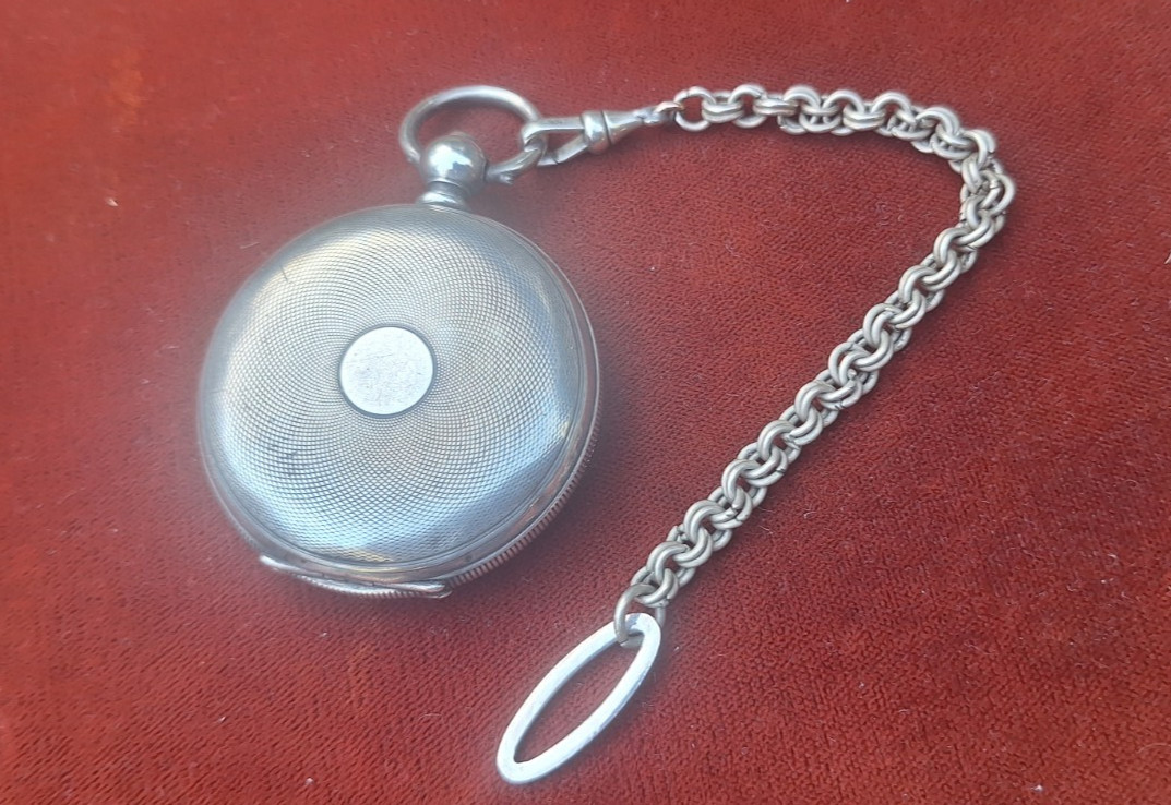 Antique 1885 Sterling Silver Hunter Case Waltham KW KS Set Pocket Watch - Runs -
