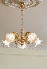 Französische Kronleuchter Messing 5-flammig 60 cm Durchmesser höhenverstellbar