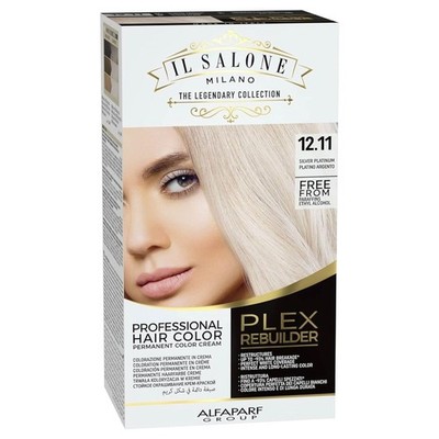 Plex Rebuilder Permanent Hair Color Cream - 12.11 Silver Platinum Hair Dye - ...