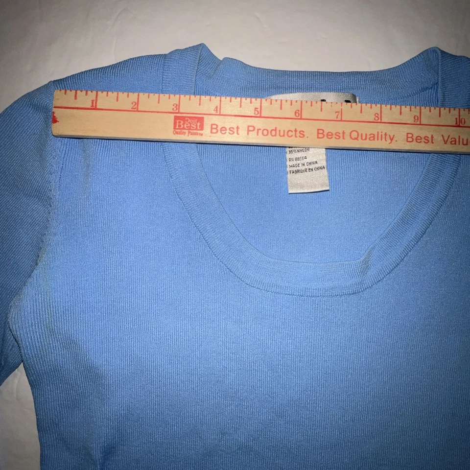 joseph a. qu'est-ce que c'estsilk? Suéter Mujer Pequeño Azul Manga 3/4 Acanalado Foto 2 de 4