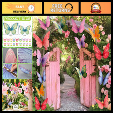 18 Pcs 3D Large Butterfly Wall Decor - Pastel Hanging Decorations for Party, Bab