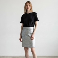 NWT White House Black Market Metallic Tweed Skirt Silver Pencil Women 2