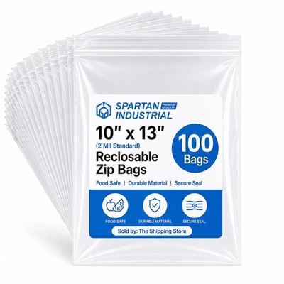 - 10'' X 13'' (100 Count) Quart Clear Reclosable Zip Plastic Poly Bags with Res...
