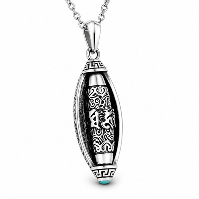 Om Mantra Anhänger 24'' Halskette drehende Gebetsmühle Mani Padme Hum Schmuck