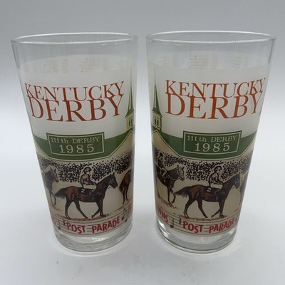 2 Vintage 111th Kentucky Derby 12 Oz Mint Julip Glasses 1985 Churchill Downs