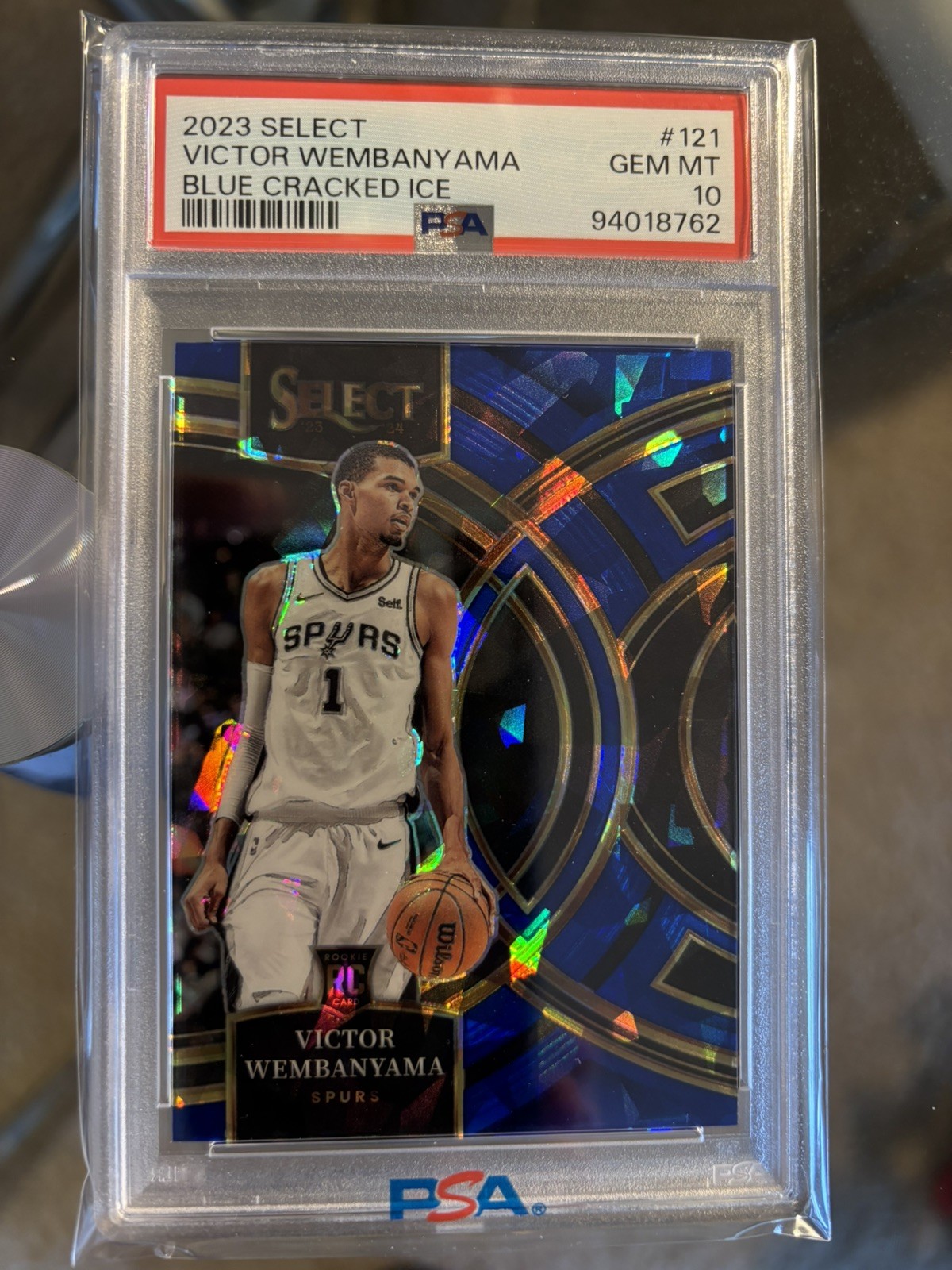 2023 Victor Wembanyama Panini Select #121 Blue Cracked Ice PSA 10 Rookie RC