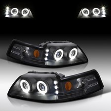 Fit 1999-2004 Ford Mustang Gt Black Led Halo Projector Headlights Leftright Fit 1999-2004 Ford Mustang Gt Black Led Halo Projector Headlights Leftright