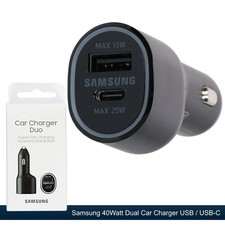 Samsung Kfz Schnellladeger�t Auto Ladeadapter Dual Charger USB + USB-C 40W OVP