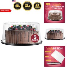 10 - 11" Plastic Disposable Cake Containers Carriers With Dome Lids And Cake ...
