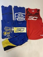 Lot of 6 Boys Under Armour Curry Short Sleeve T-Shirts Boys Youth Medium Shorts