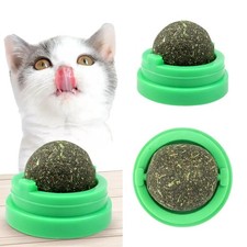 Catnip Ball Cat Toy Spinning Mint Chew Dental Care Hairball Control Toy