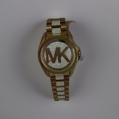 Mk Michael Kors Gold Watch Rhinestone USED with Box | eBay
