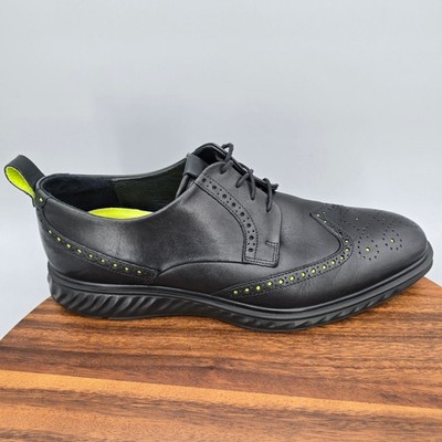 Ecco St.1 Hybrid Lite Shoes Mens 11 Black Leather Brogue Wingtip Casual Oxfords