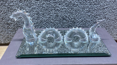 Baccarat Loch Ness Monster With Mirror Stand France Signed