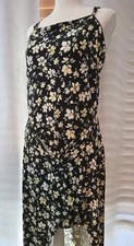 No Boundaries 2XL Black Ditsy Floral High Low Wrap Slip Flowy Summer Dress EUC