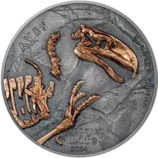 Aves Evolution of Life 1 oz Antique finish Silver Coin 500 Togrog Mongolia 2024