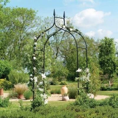 METAL GARDEN ARCH ROSE PLANT CLIMBING TRELLIS ARCHWAY CLIMBER ARCHED FRAME 2.5M