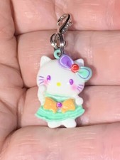 Colorful Silver Hello Kitty Charm Zipper Pull  Keychain Add On Clip 