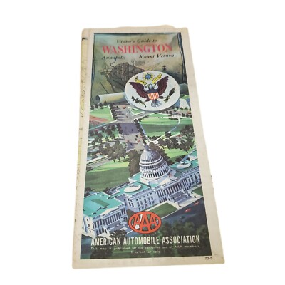 Vintage 1971 1972 AAA Visitors Guide Map Washington DC Annapolis Mount Vernon