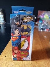 NEW MENS "JUSTICE LEAGUE COMIC BOOK CHARACTERS 3 PAIR CREW SOCKS" Shoe Sz 8-12
