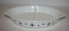 Vintage Pyrex Atomic Divided Bowl White with Black