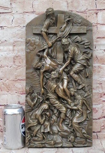 Bronzeskulptur Inspirierend "Der Abstieg vom Kreuz" Wandstatue Traditionell- - Bild 2 von 10