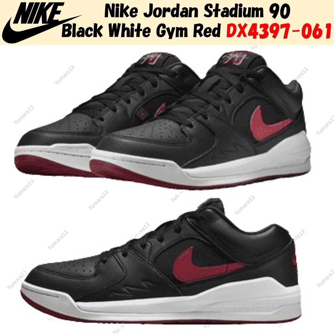 ★関税込★Nike★NIKE JORDAN STADIUM 90(W)★22-26cm★ Nike Jordan Stadium 90 Black White Gym Red DX4397-061 US