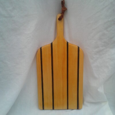 Home Crafted Wood Bread Board Pine with Walnut Accent Strips by DelMarq