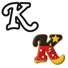 Mighty Gadget Cursive Letter K Cookie Cutter (Random Color) – 4 x 3.21 Inch