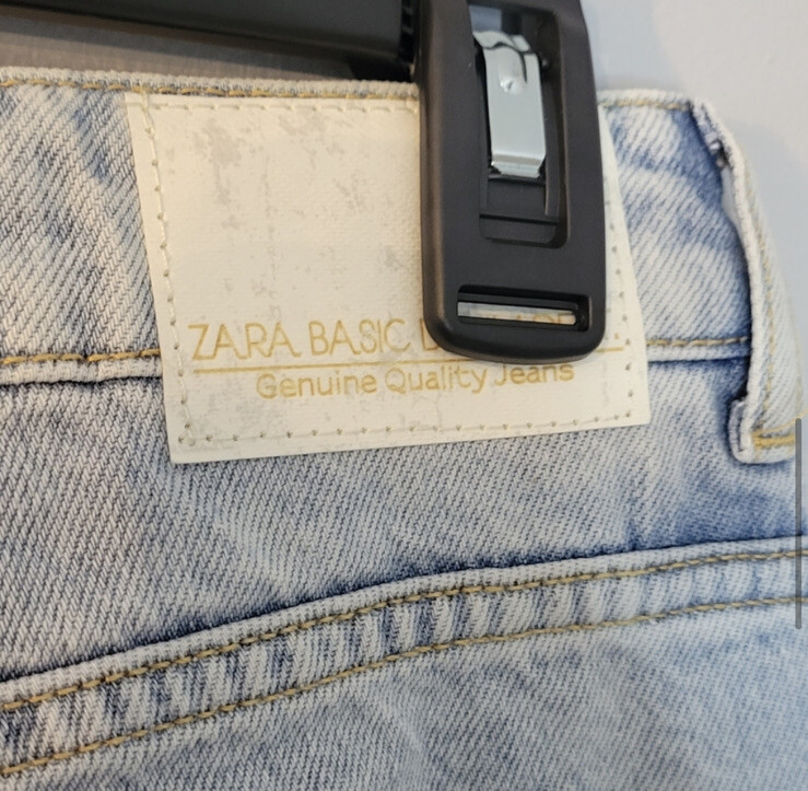 Zara Basic Mid Low Rise Side Split Hem Fringe Jea… - image 7