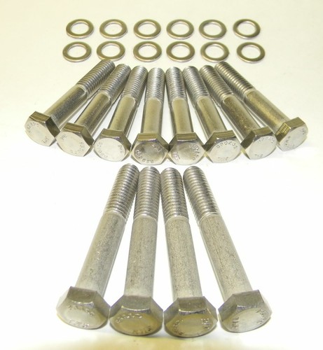Chevy 1955-81 SB 327 350 Rams Horn Stainless Steel Exhaust Manifold Bolts NEW - Imagen 2 de 2