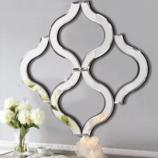 Arc-Shaped Decorative Wall Mirror Silver Color 20”X20” Large, Exquisite Bevelled