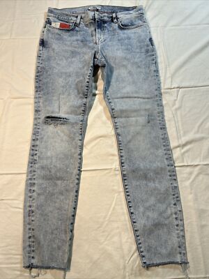 Tommy Hilfiger Denim Jeans Color Block Pocket Light Wash Ripped Women’s  Size 10