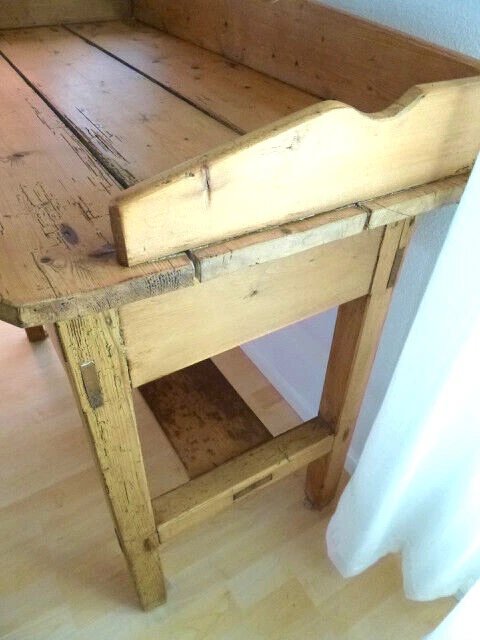 MESA ANTIGUA de pino INGLÉS/GALÉS MESA DE GRANJA, años 1800, rústica, primitiva, única Foto 4 de 4
