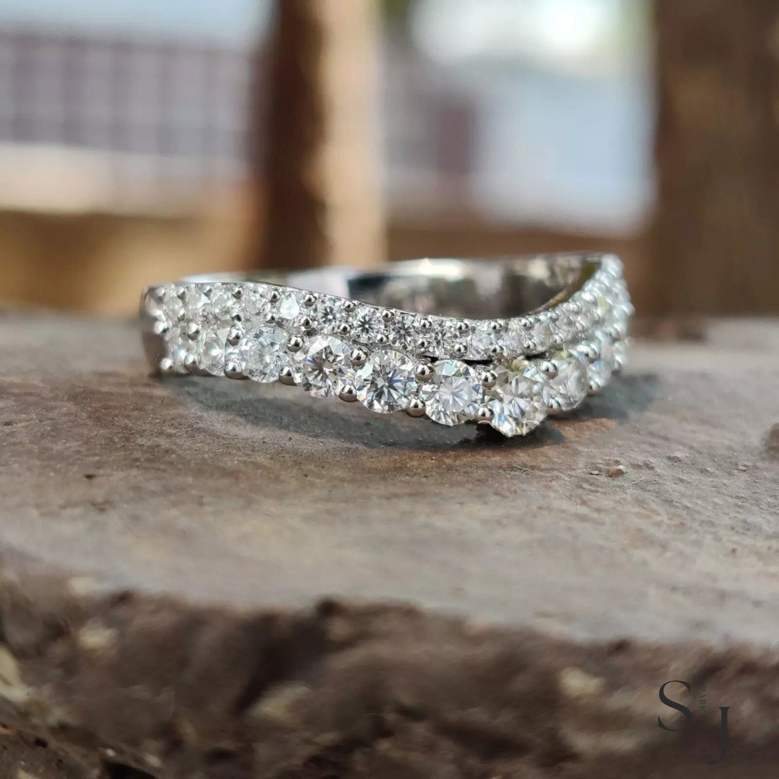 2.00 Carat VVS1 Round Cut Moissanite Eternity Wedding Band Solid 14k ...