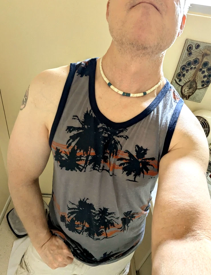 COLLAR HOMBRE: Disfraz Piedra Azul Puka Shell Surfer Boho Gargantilla Playa Estilo Años 70 Foto 3 de 4