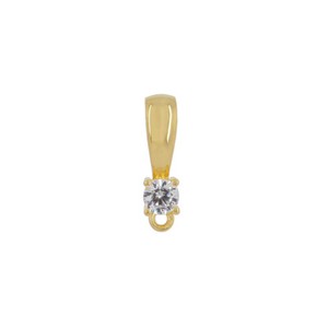 Authentic Gold Plated Sterling Silver CZ Pendant Charm Connector Bail Clasp Slider #97248