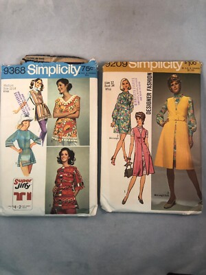 2 Vintage1960 s Simplicity Patterns 9209 Size 12 9368 Size 14 Dress Tunic