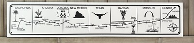 Road Map Schild 60x12 cm: Route US 66 - get your Kicks on Route 66 IL CA TX OH..