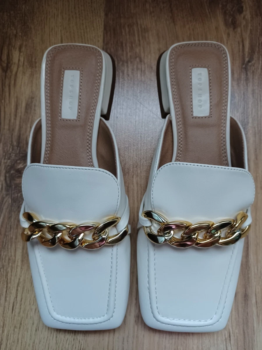 Topshop Womens Ladies Lamara Chain Loafer Mule in Buttermilk Shoes Size UK3 BN