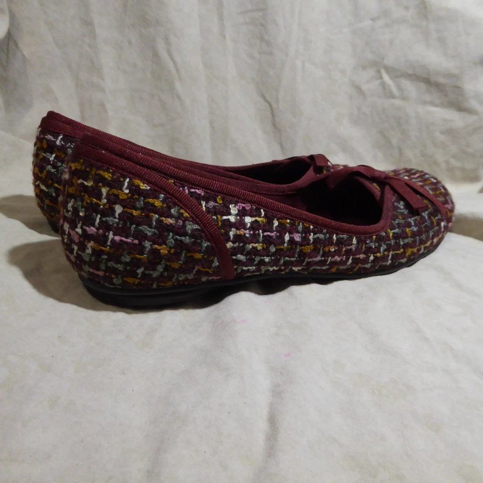 🩰 Planos de ballet Predicciones talla 9 M tweed multicolor; Borgoña Cinta Borgoña Borde y Lazo Foto 4 de 4