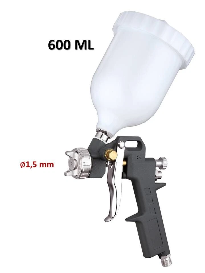 EQUIPEMENT EXPRESS SICOBA Pistolet à Peinture Pneumatique avec Remplissage 600ml Buse 1,5mm
