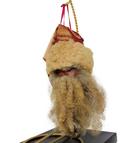 African American Santa Claus Christmas Ornament on Pine Cone Vintage Hand Made - Picture 2 of 11