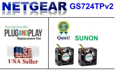 2x Replacement Fans for Netgear GS724TPv2, GS724TR