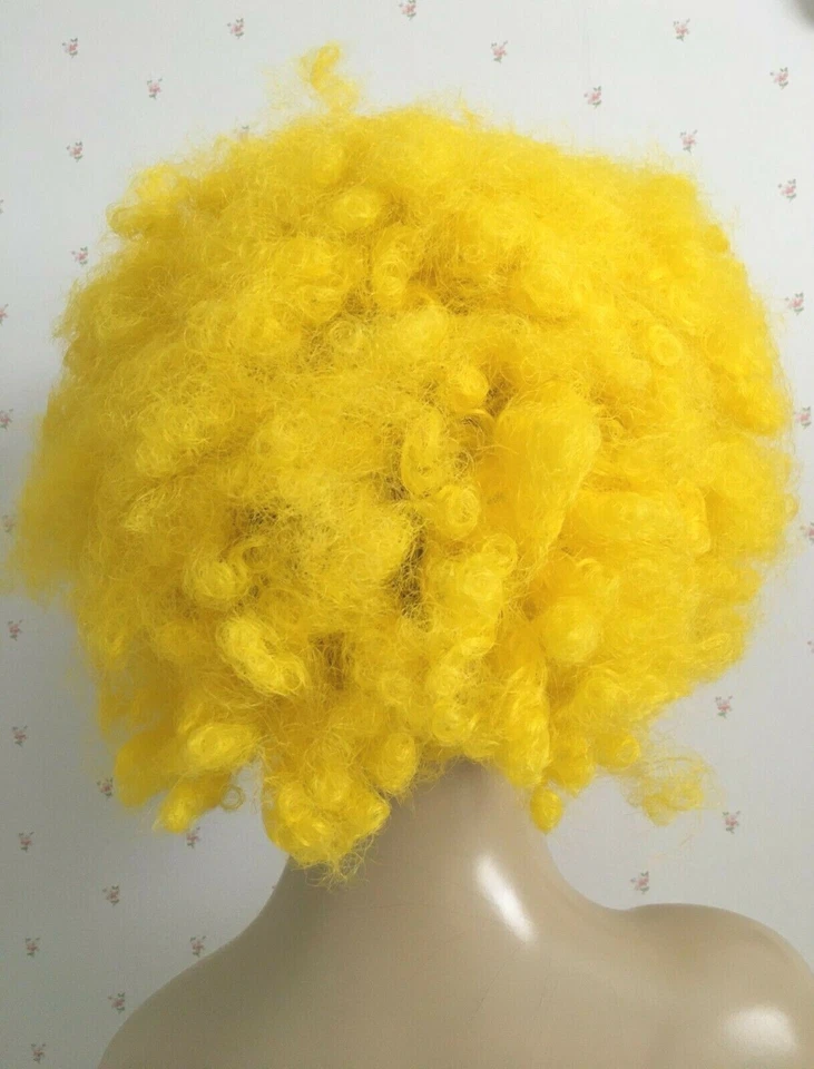 NWT Afro KANEKALON WIG COSPLAY PARTY CARNIVAL COSTUME Yellow - Image 2 of 3