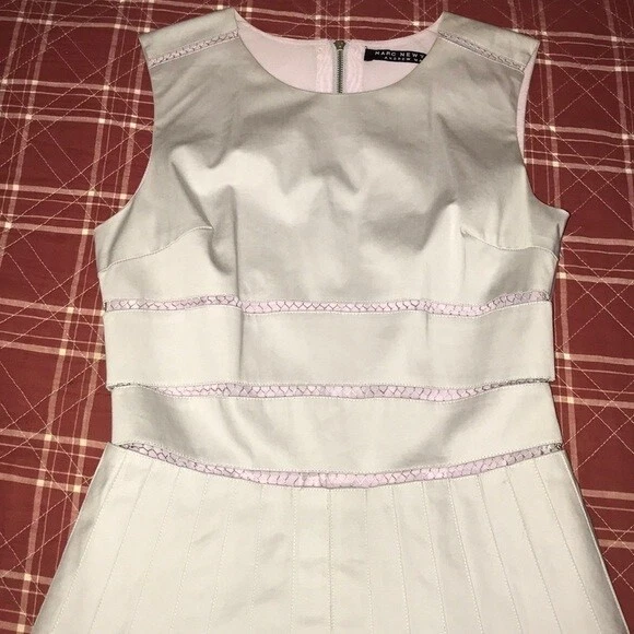 Marc New York Andrew Marc серый фиолетовый плиссированные женское летнее платье размер 6 - Изображение 2 из 4