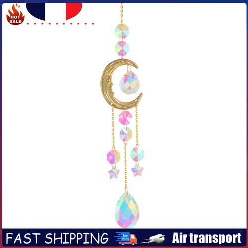 Carillon Attrape-soleil étoile Et Lune En Cristal - 45 Cm - Effets Prismatiques Arc-en-ciel - Décoration Fenêtre - 9