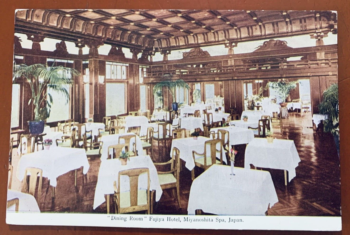 Japan Fujiya Hotel Miyanoshita Spa Interior Dining Room Restaurant VTG Postcard