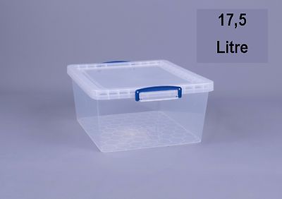 REALLY USEFUL BOX 17,5 Liter Nestable box mit Deckel -380x460x195mm  transparent